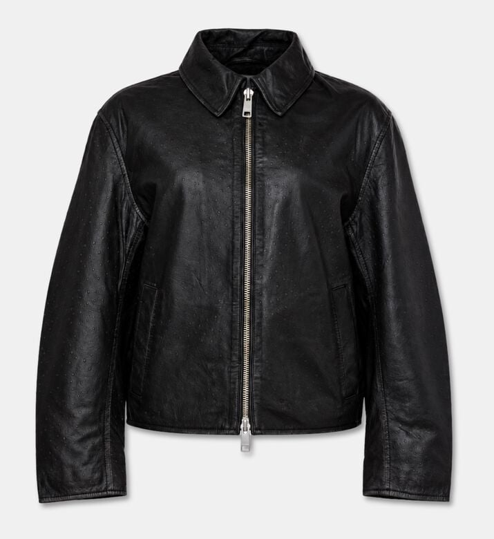 Samsoe Salylo Leather Zip Jacket, Packshot View