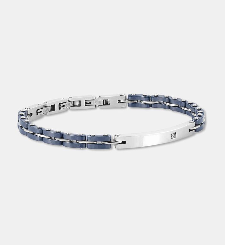 Nomination Silver-tone Polished Bar Navy Links Bracelet, Packshot View