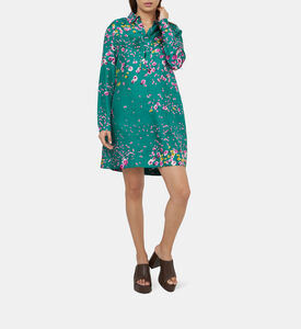 Rose Printed Floating Silk Dress