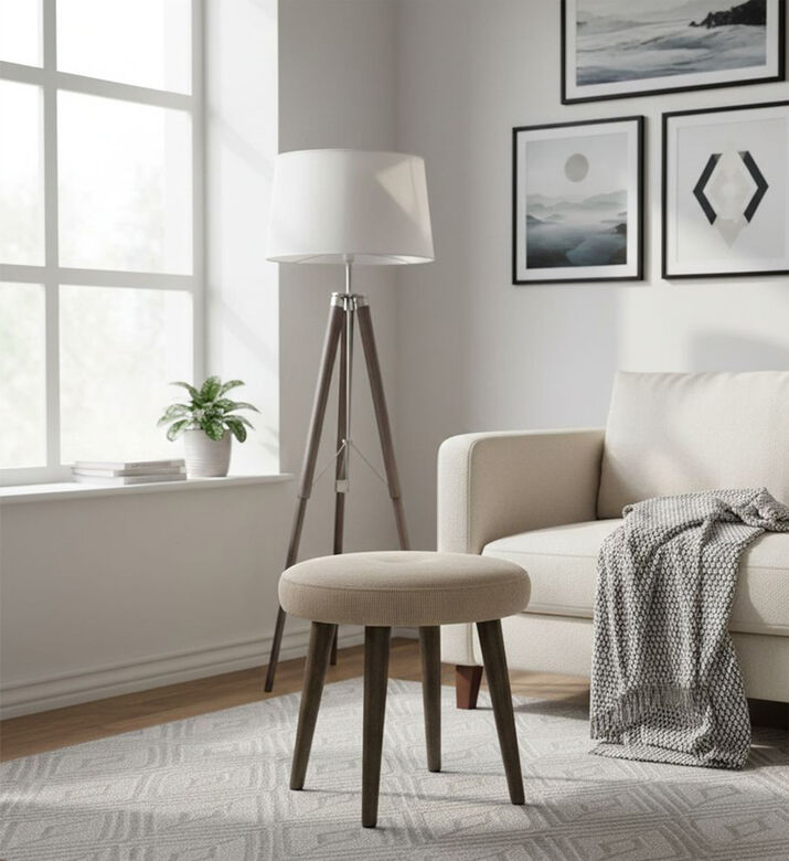 Home Deco and More Frisco Smoked Base Stool, Beige, Packshot View