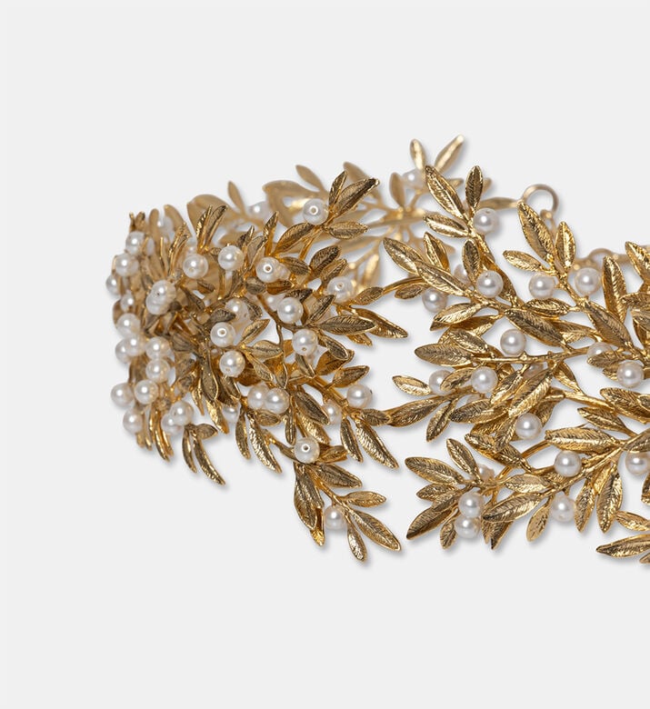 Edmond Moussallem Gold-plated Olive Branch Pearl Embellished Belt, Packshot View