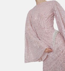 Sequined Long-sleeve Maxi Dress