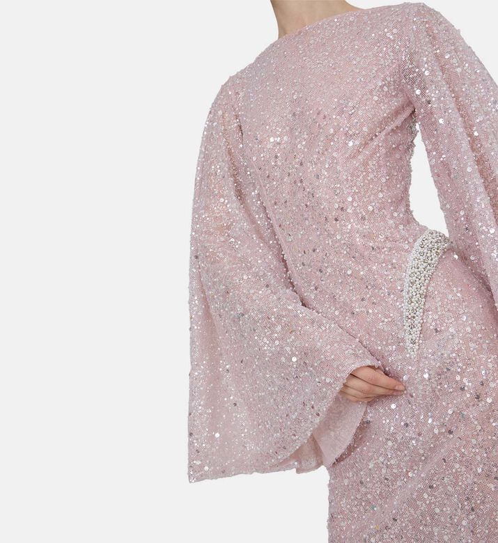 Sequined Long-sleeve Maxi Dress