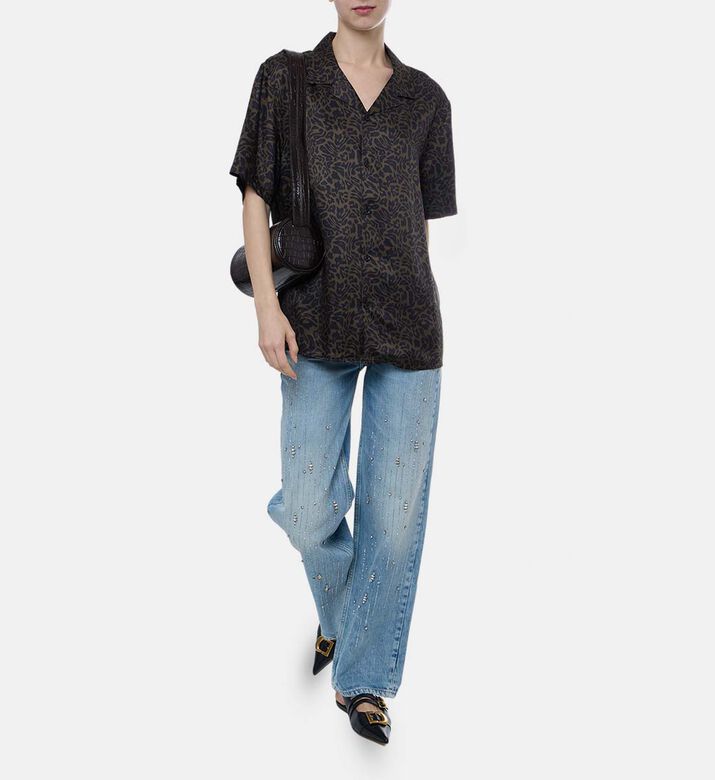 Animal-print Camp Collar Shirt
