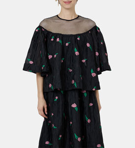 Tulip Print Mesh Top