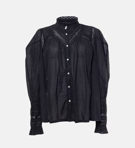 Mes Demoiselles Button Closure High-neck Shirt, Black, 40, Packshot View