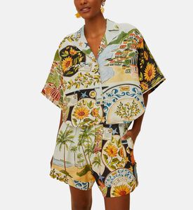 شورت لاتين تريب بنمط وشاح بخطوط جانبية