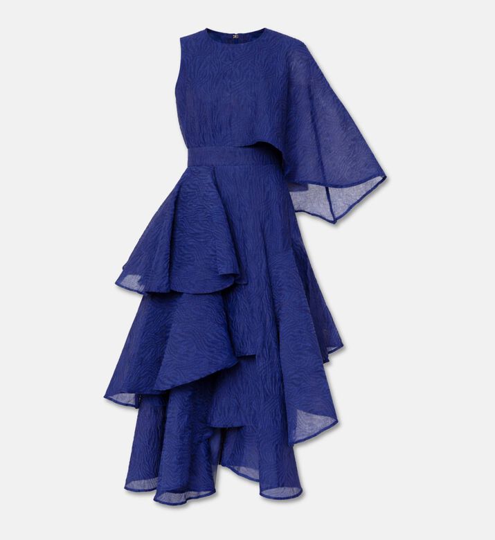 Poca and Poca Asymmetric Ruffle Midi Dress, Packshot View