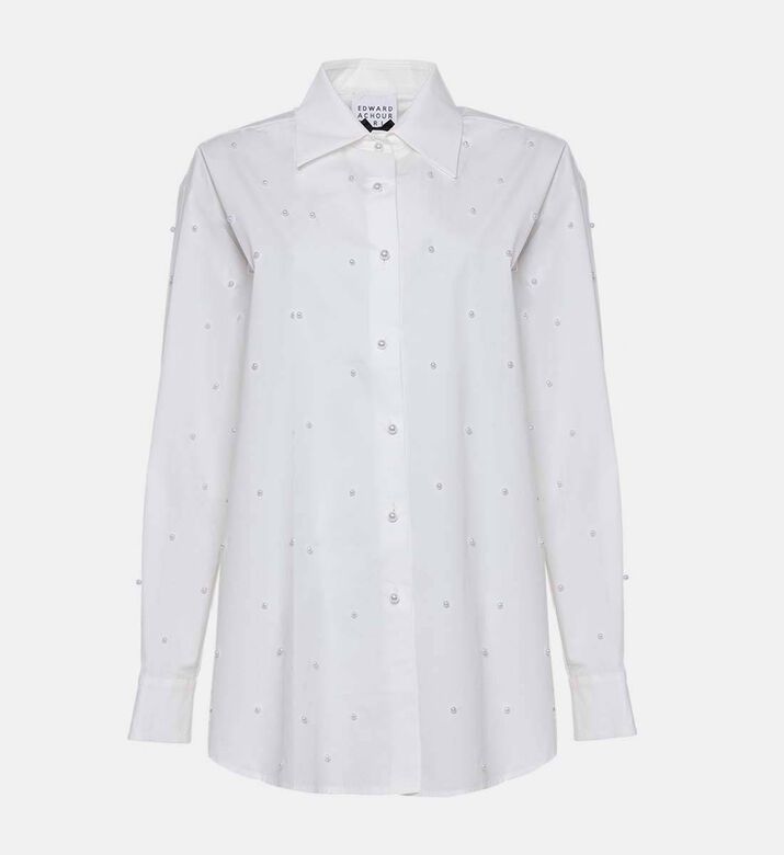 Edward Achour Paris Pearl-embellished Button-down Shirt, Packshot View