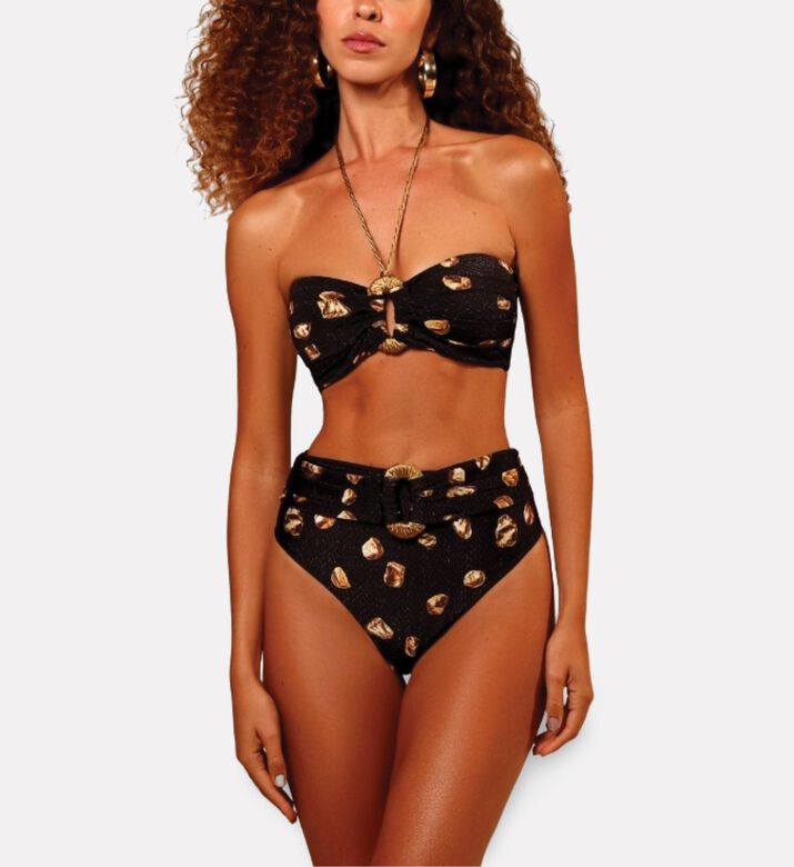 Karla Vivian Gold-tone Buckle Pebble-print Briefs, Model View