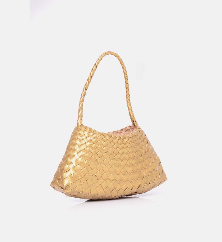 Dragon Diffusion Rosanna Woven Leather Baguette Bag, Gold, Packshot View Dragon Diffusion Rosanna Woven Leather Baguette Bag, Gold, Packshot View