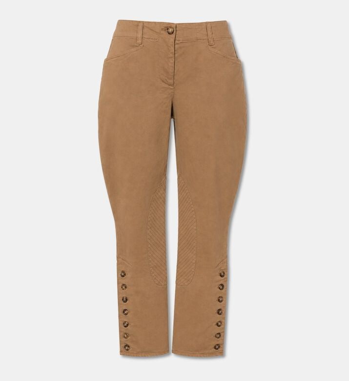 Luisa Spagnoli Orient Side Button-detail Regular-fit Pants, Light-brown, 40, Packshot View