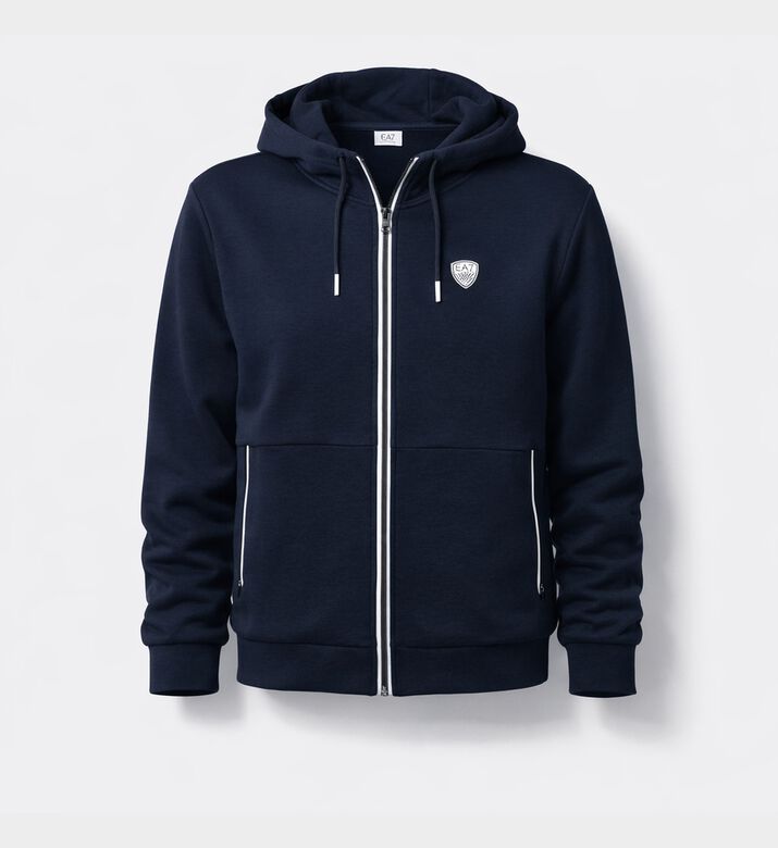 EA7 Logo Hooded Full-zip Jacket, Packshot View