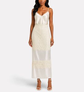 Savanna Lace Organza Pencil Skirt, Off-white, M, Model View