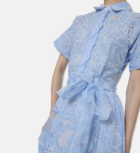 Beatrice B Embroidered Short-sleeve Midi Dress, Model View