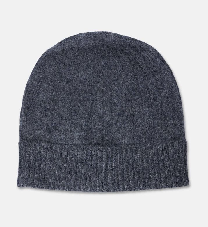 Galeries Lafayette Cable-knit Turn-up Beanie Hat, Dark-grey, Fs, Packshot View