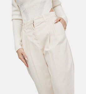 بنطال قطني فضفاض عالي الخصر