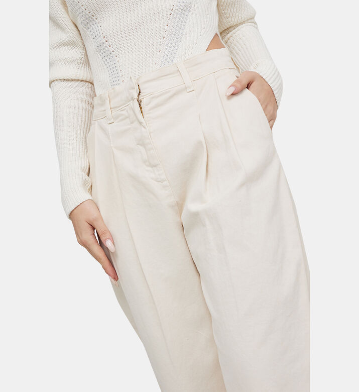 بنطال قطني فضفاض عالي الخصر