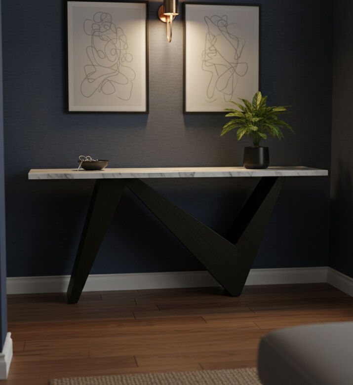 Home Deco and More Alaska Marble Wood Console Table, Packshot View Home Deco and More Alaska Marble Wood Console Table, Packshot View