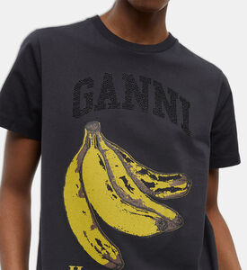 Ganni Cotton Banana-print Regular-fit T-shirt, Model View
