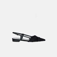 Textured Pointed-toe Slingback Flats