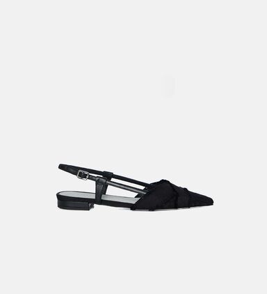 Textured Pointed-toe Slingback Flats