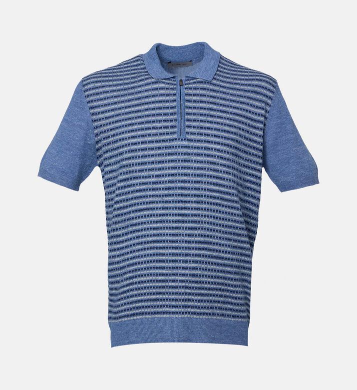 قميص بولو محبوك بنسيج مزخرف