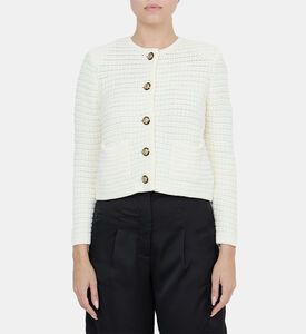 كارديغان محبوك بصف أزرار بشكل ميدالية