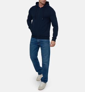 Pal Zileri Drawstring Hood Zip-up Sweater, Navy, 54, Model View