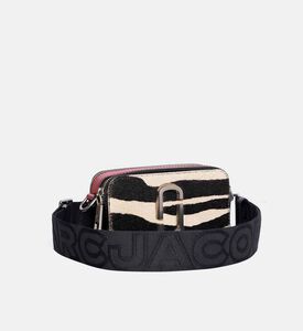 حقيبة سناب شوت بنقشة زيبرا وشعيرات العجل