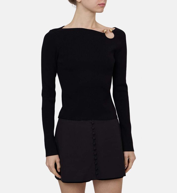 Asymmetric Neck Long-sleeve Top