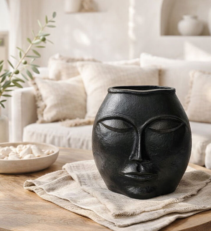 Light and Living Matt Ceramic Face Vase, Packshot View