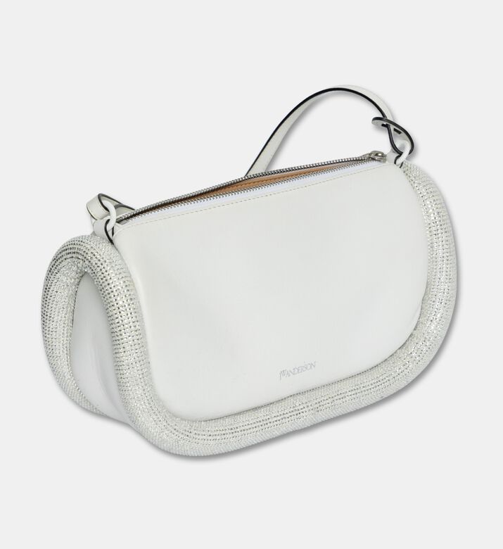 JW Anderson Bumper-15 Leather Crystal Shoulder Bag, White, Packshot View