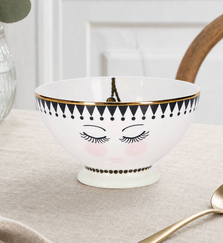Miss Etoile Me Icons Ceramic Face-print Bowl, Model View