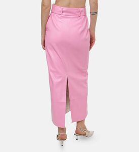 Rowen Rose Removable Belt Faux Leather Pencil Skirt, Model View