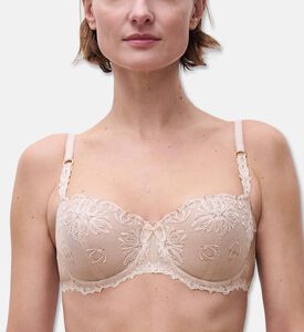 Chantelle Regular-fit Lace Demi Bra, Beige, 90, E, Model View