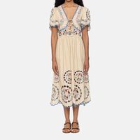 Melinda Floral-embroidery Midi Dress