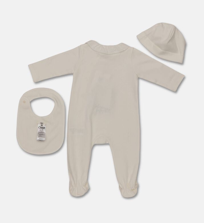 Chloe Logo-print Ruffle-detail Pajama Set, Off-white, 9m, Packshot View