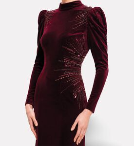Michael Cinco Velvet Embellished High-neck Evening Dress, Model View