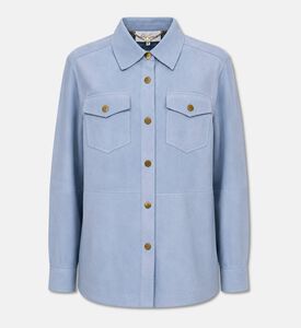 Luisa Spagnoli Suede Button-front Overshirt Jacket, Blue, M, Packshot View