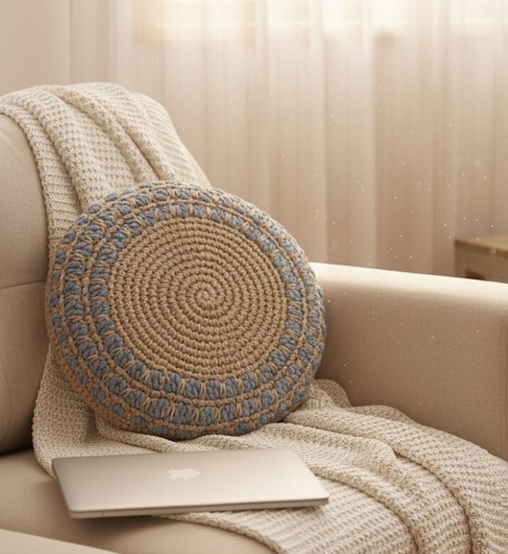 Home Deco and More Jalsa Cotton Round Filled And Vaccumed Cushion, Blue, Packshot View Home Deco and More Jalsa Cotton Round Filled And Vaccumed Cushion, Blue, Packshot View