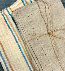 Tohfa Luxe Stone Hemstitched 4-piece Linen Napkin Set, Packshot View