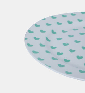 طبق مستدير بطبعة قلوب