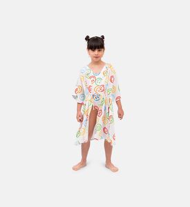 غطاء سباحة بنقشة أوجه مبتسمة بألوان قوس قزح