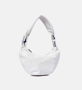 Cult Gaia Mealea Embellished Slouchy Crescent Shoulder Bag, White, Packshot View