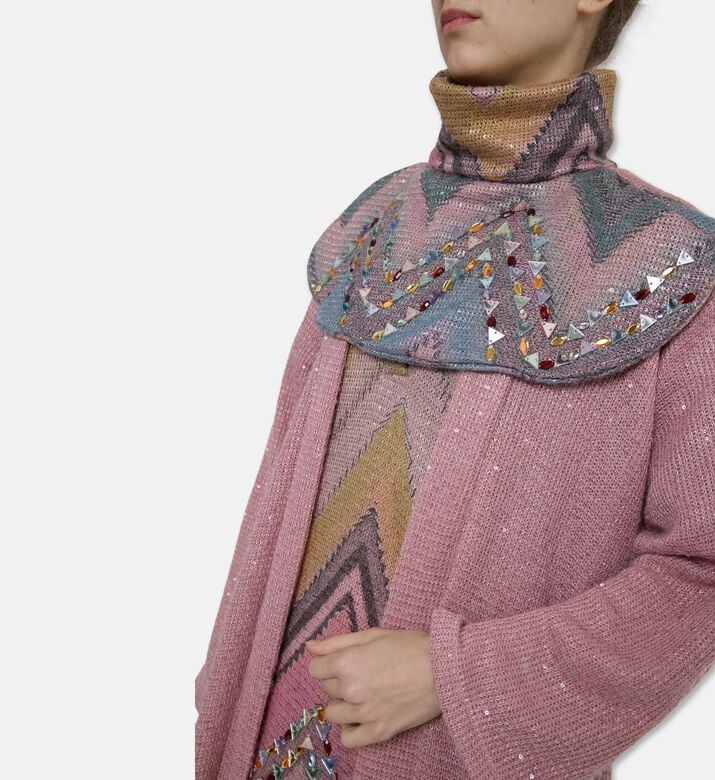 Dalia Al Azem Chevron-print Dress Cardigan 3-piece Set, Model View