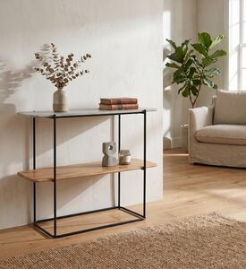 Home Deco and More Shard Single 2-shelves Shelving Unit, Oak, Packshot View