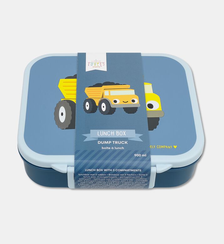 A Little Lovely Company Square Lunch Box - Dump Truck, Packshot View