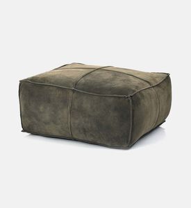 Home Deco and More Elmer Suede Leather Square Pouf, Green, Packshot View