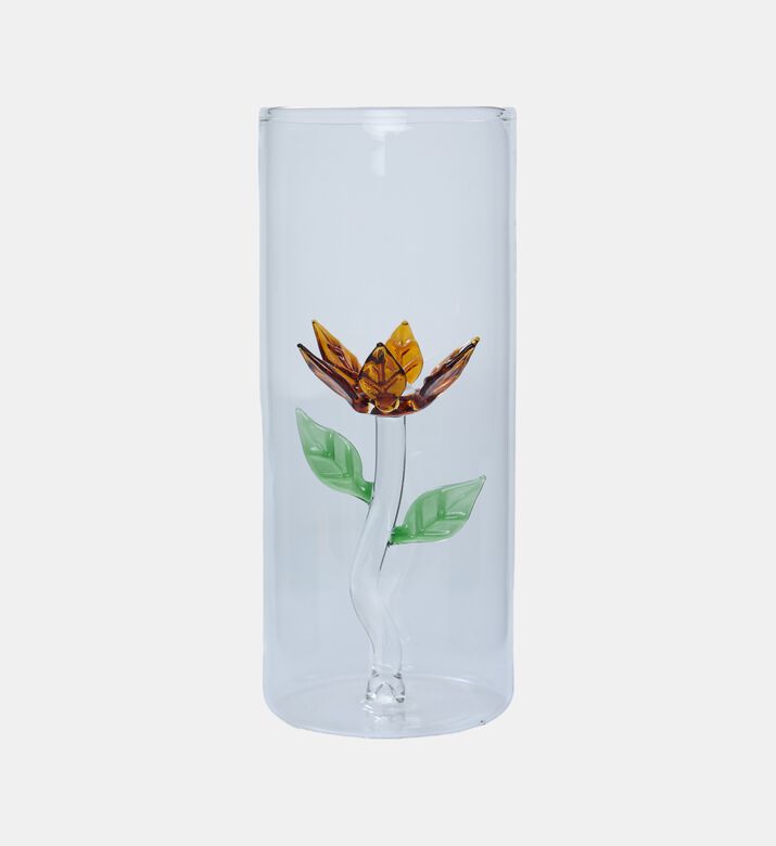 Glass Flower-print Tumbler